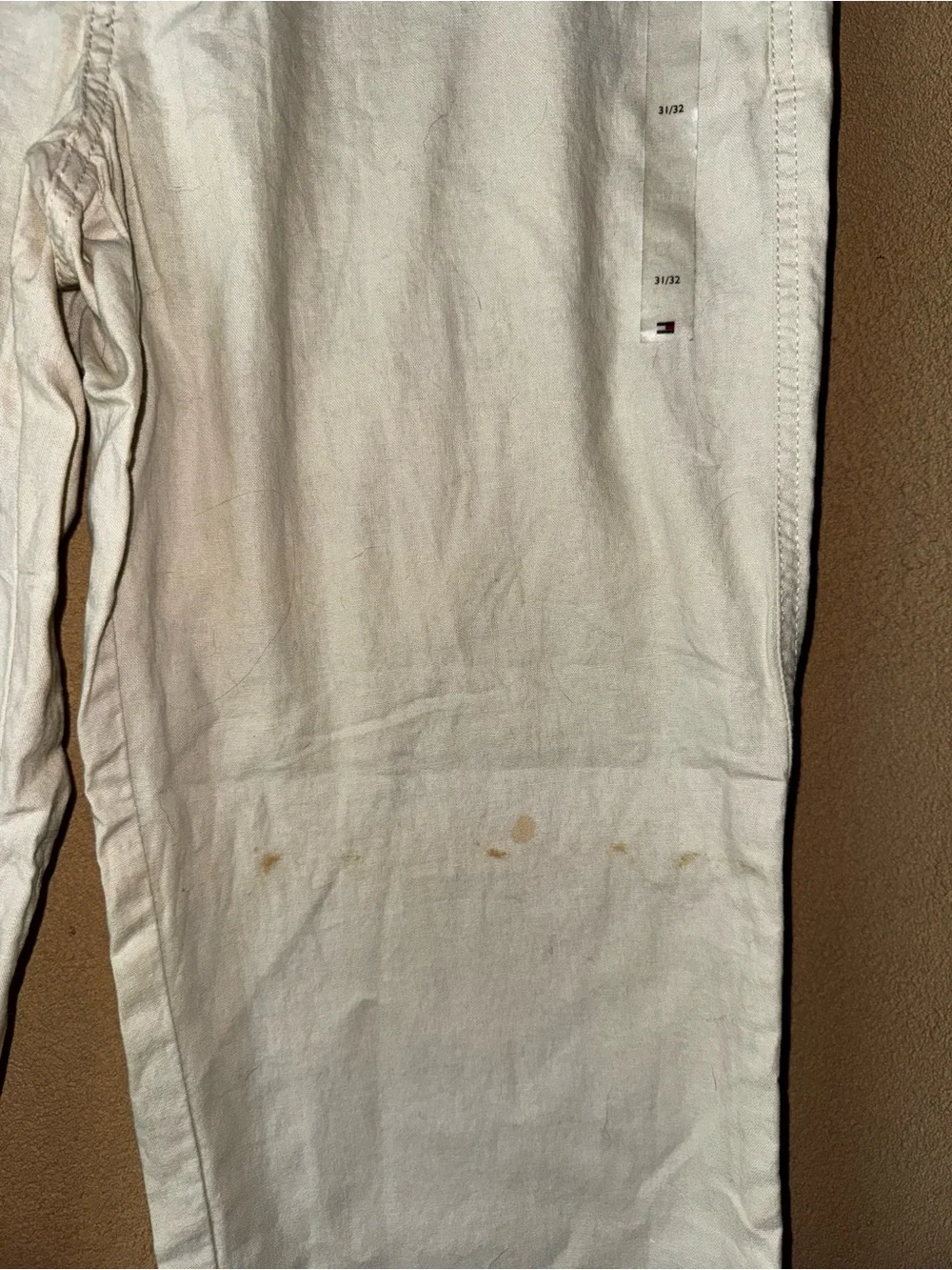 Tommy Hilfiger Men's Off-White linen Chinos